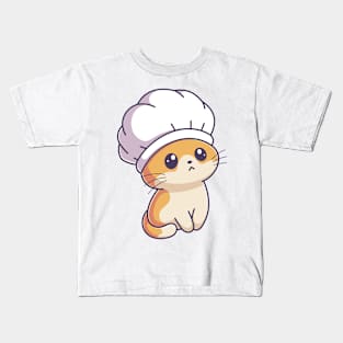 Cute kitten wearing chef hat Kids T-Shirt